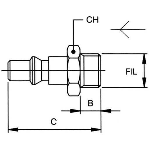 Dessin technique de Raccord fileté mâle 100
